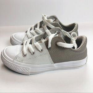 Kids white and gray leather converse size 11